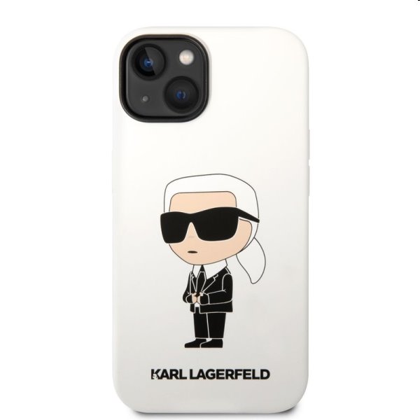 Zadní kryt Karl Lagerfeld Liquid Silicone Ikonik NFT pro Apple iPhone 14 Plus, bílé