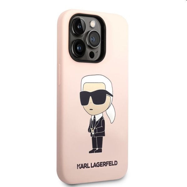 Zadní kryt Karl Lagerfeld Liquid Silicone Ikonik NFT pro Apple iPhone 14 Pro Max, růžové