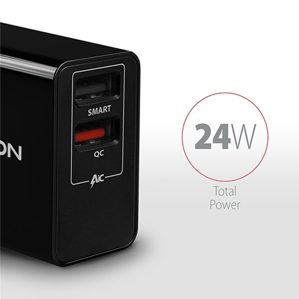 AXAGON ACU-QS24 sieťový adaptér Smart 5 V 1,2 A + 1x QC3.0, 24 W, F AXAGON ACU-QS24 sieťový adaptér Smart 5 V 1,2 A + 1x QC3.0, 24 W, F