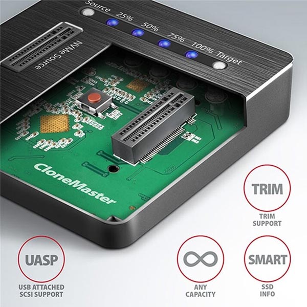AXAGON ADSA-M2C dokovacia stanica USB-C 3.2 Gen2 pre 2x NVMe CLONE DUAL SDD AXAGON ADSA-M2C dokovacia stanica USB-C 3.2 Gen2 pre 2x NVMe CLONE DUAL SDD