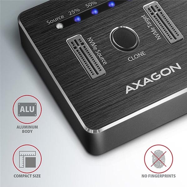 AXAGON ADSA-M2C dokovacia stanica USB-C 3.2 Gen2 pre 2x NVMe CLONE DUAL SDD AXAGON ADSA-M2C dokovacia stanica USB-C 3.2 Gen2 pre 2x NVMe CLONE DUAL SDD