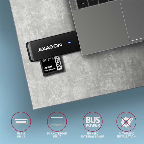 AXAGON CRE-S2N External SLIM card reader 2-slot & lun SD/microSD AXAGON CRE-S2N External SLIM card reader 2-slot & lun SD/microSD