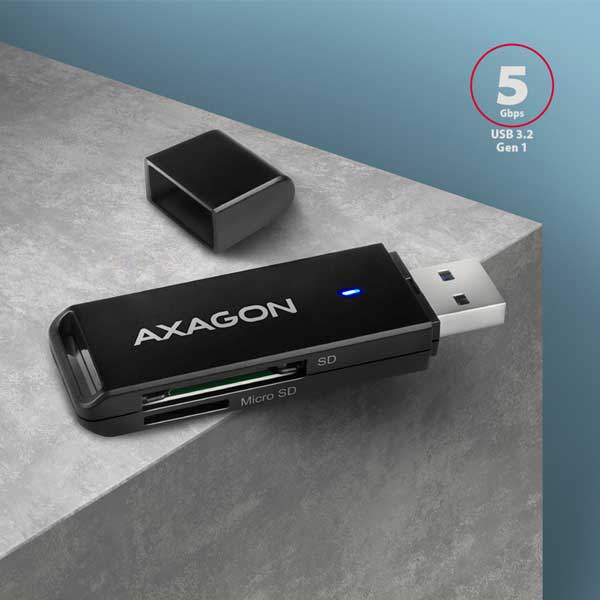 AXAGON CRE-S2N External SLIM card reader 2-slot & lun SD/microSD