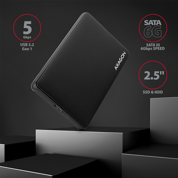 AXAGON EE25-SL USB-A 3.2 Gen1 na SATA 6G 2.5" SLIDE box černý AXAGON EE25-SL USB-A 3.2 Gen1 na SATA 6G 2.5" SLIDE box černý