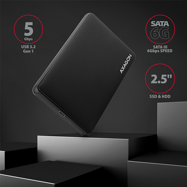 AXAGON EE25-SLC USB-C 3.2 Gen1 na SATA 6G 2.5" SLIDE box černý AXAGON EE25-SLC USB-C 3.2 Gen1 na SATA 6G 2.5" SLIDE box černý