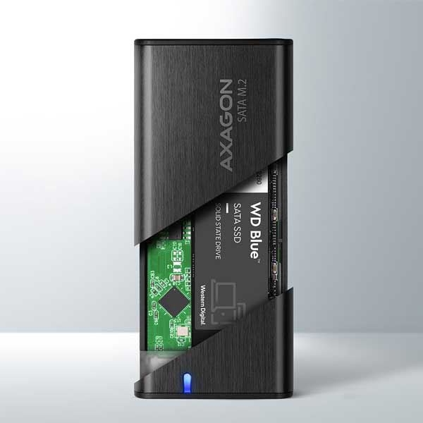 AXAGON EEM2-SBC USB-C 3.2 Gen 2 - M.2 SATA SSD 30-80 mm kovový box, bez šroubů AXAGON EEM2-SBC USB-C 3.2 Gen 2 - M.2 SATA SSD 30-80 mm kovový box, bez šroubů