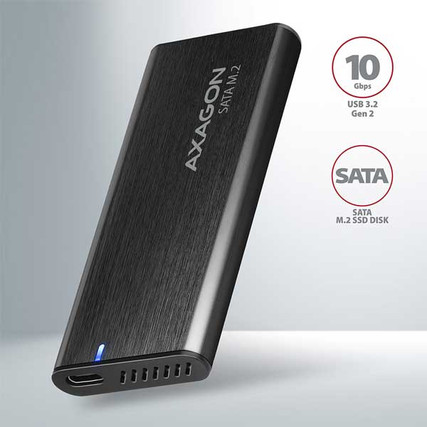 AXAGON EEM2-SBC USB-C 3.2 Gen 2 - M.2 SATA SSD 30-80 mm kovový box, bez šroubů