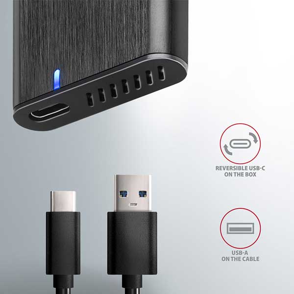 AXAGON EEM2-SBC USB-C 3.2 Gen 2 - M.2 SATA SSD 30-80 mm kovový box, bez šroubů AXAGON EEM2-SBC USB-C 3.2 Gen 2 - M.2 SATA SSD 30-80 mm kovový box, bez šroubů