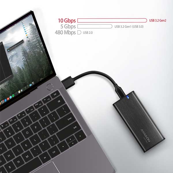 AXAGON EEM2-SBC USB-C 3.2 Gen 2 - M.2 SATA SSD 30-80 mm kovový box, bez šroubů AXAGON EEM2-SBC USB-C 3.2 Gen 2 - M.2 SATA SSD 30-80 mm kovový box, bez šroubů