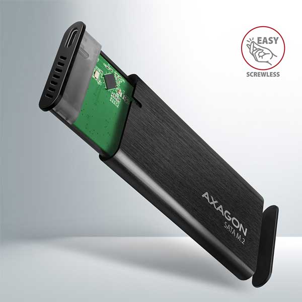 AXAGON EEM2-SBC USB-C 3.2 Gen 2 - M.2 SATA SSD 30-80 mm kovový box, bez šroubů AXAGON EEM2-SBC USB-C 3.2 Gen 2 - M.2 SATA SSD 30-80 mm kovový box, bez šroubů