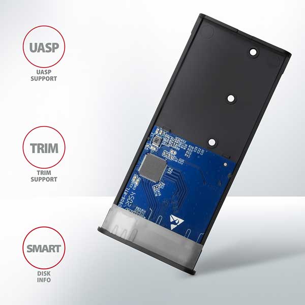 AXAGON EEM2-SG2 USB-C 3.2 Gen 2 - M.2 NVMe & SATA SSD screwless RAW box, strieborný