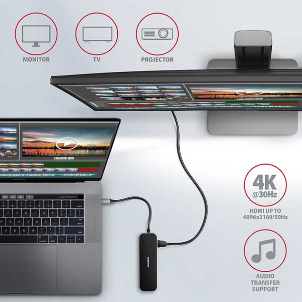 AXAGON HMC-6GL 3x USB-A, HDMI, RJ-45, USB 3.2 Gen 1 hub, PD 100W, 20cm USB-C cable AXAGON HMC-6GL 3x USB-A, HDMI, RJ-45, USB 3.2 Gen 1 hub, PD 100W, 20cm USB-C cable