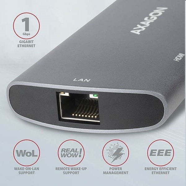 AXAGON HMC-6M2 USB-C 3.2 Gen 1 hub w. M.2 SATA + HDMI + GLAN + 2x USB-A + PD 100 W AXAGON HMC-6M2 USB-C 3.2 Gen 1 hub w. M.2 SATA + HDMI + GLAN + 2x USB-A + PD 100 W