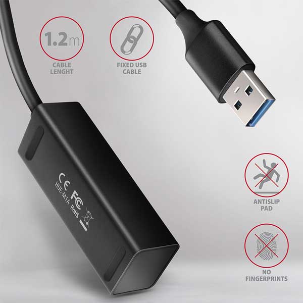 AXAGON HUE-M1AL 4x USB 3.2 Gen 1 MINI hub, metal, 1,2m USB-A cable