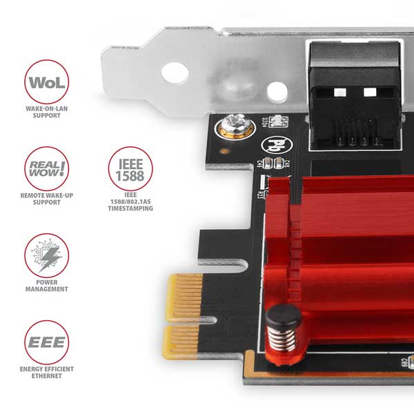 AXAGON PCEE-G25 PCIe Adapter 2.5 Gigabit Ethernet Realtek 8125, PXE, w. SP & LP AXAGON PCEE-G25 PCIe Adapter 2.5 Gigabit Ethernet Realtek 8125, PXE, w. SP & LP