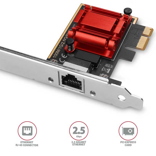 AXAGON PCEE-G25 PCIe Adapter 2.5 Gigabit Ethernet Realtek 8125, PXE, w. SP & LP AXAGON PCEE-G25 PCIe Adapter 2.5 Gigabit Ethernet Realtek 8125, PXE, w. SP & LP