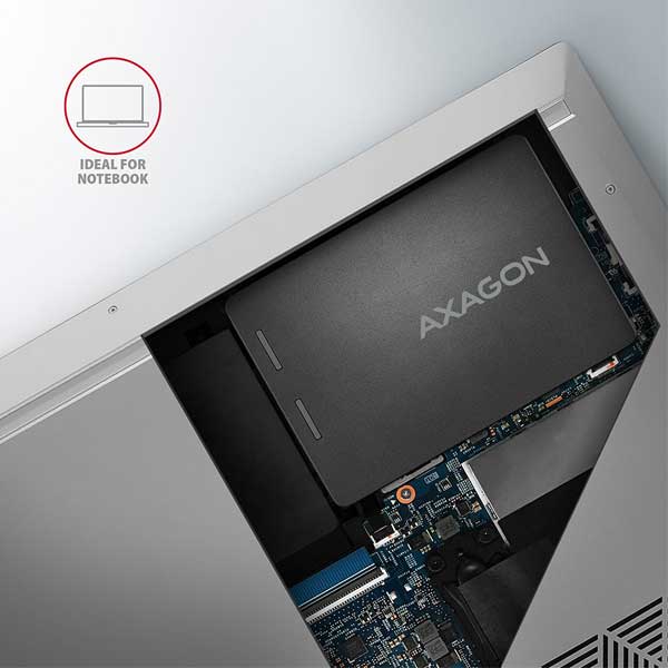 AXAGON RSS-M2B SATA - M.2 SSD SATA, up to 80mm SSD, ALU body, černý