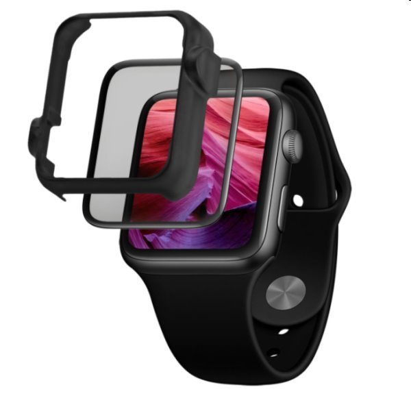 FIXED 3D Ochranné tvzené sklo s aplikátorom pro Apple Watch Series 7 41mm, černé
