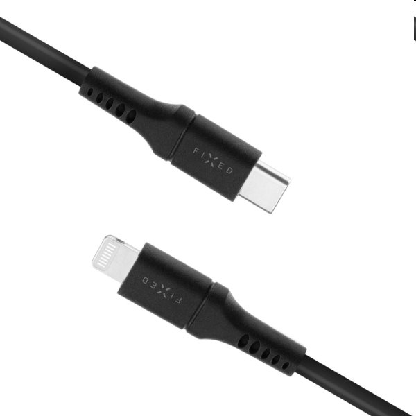 FIXED Datový a nabíjecí kabel USB-C/Lightning MFI, PD, 0,5 m, černý