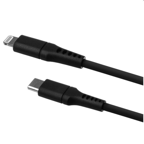 FIXED Datový a nabíjecí kabel USB-C/Lightning MFI, PD, 0,5 m, černý