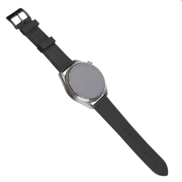 FIXED Kožený řemínek s Quick Release o šířce 22 mm pro smartwatch, černý