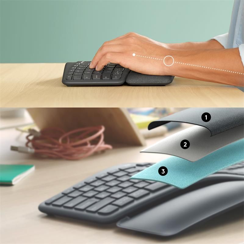 Logitech K860 ERGO - bezdrôtová delená klávesnice - US - GRAPHITE Logitech K860 ERGO - bezdrôtová delená klávesnice - US - GRAPHITE