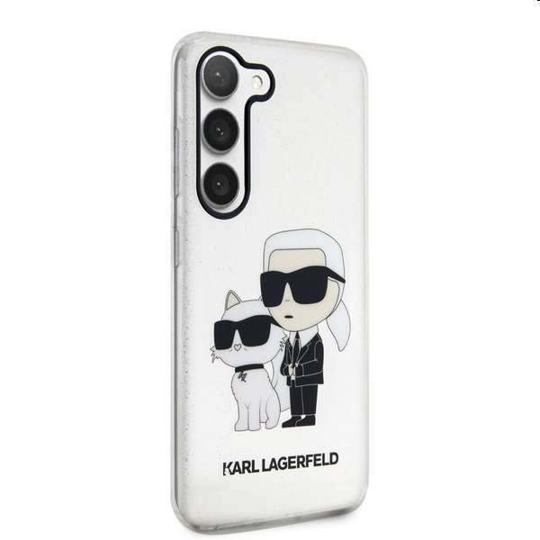 Pouzdro Karl Lagerfeld IML Glitter Karl and Choupette NFT pro Samsung Galaxy S23, transparentní