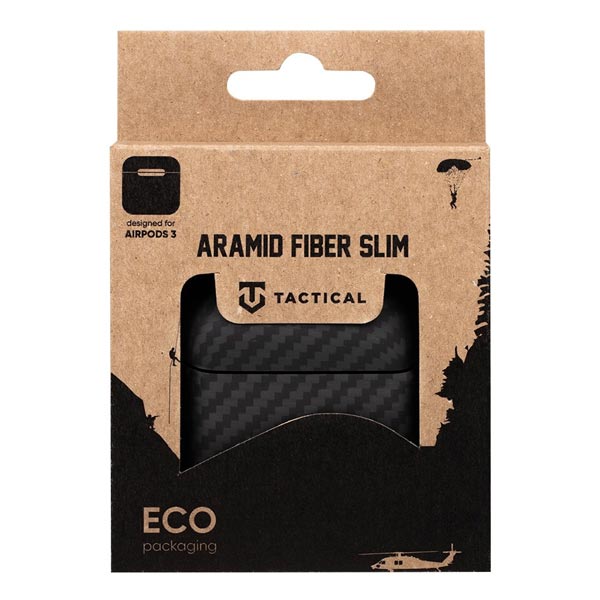 Kryt na sluchátka Tactical Aramid Fiber Slim Airpods 3, černý