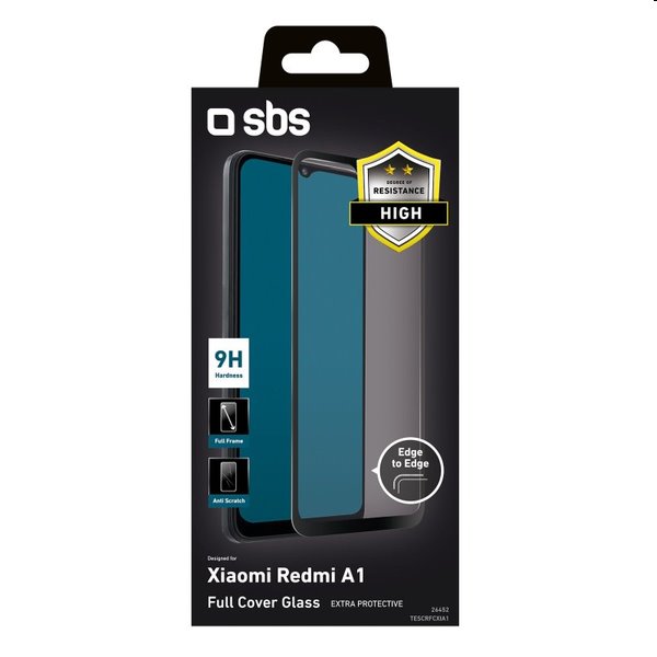 Tvrzené sklo SBS Full Cover pro Xiaomi Redmi A1 (2022), černé Tvrzené sklo SBS Full Cover pro Xiaomi Redmi A1 (2022), černé