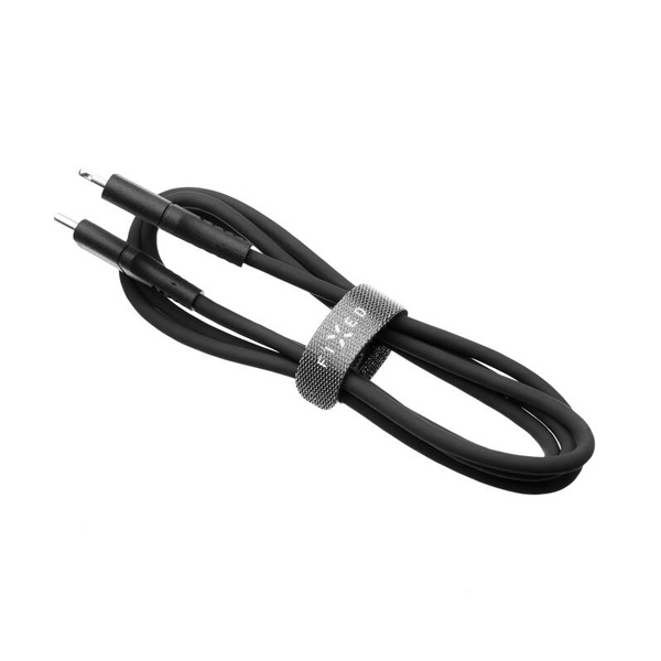 FIXED Datový a nabíjecí Liquid silicone kabel USB-C/Lightning MFi, PD, 1,2m, černý