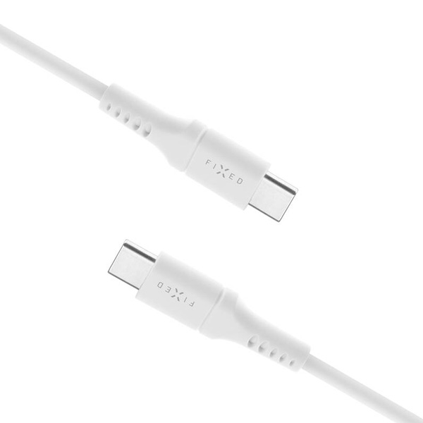 FIXED Datový a nabíjecí Liquid silicone kabel USB-C/USB-C, PD, 0,5m, bílý