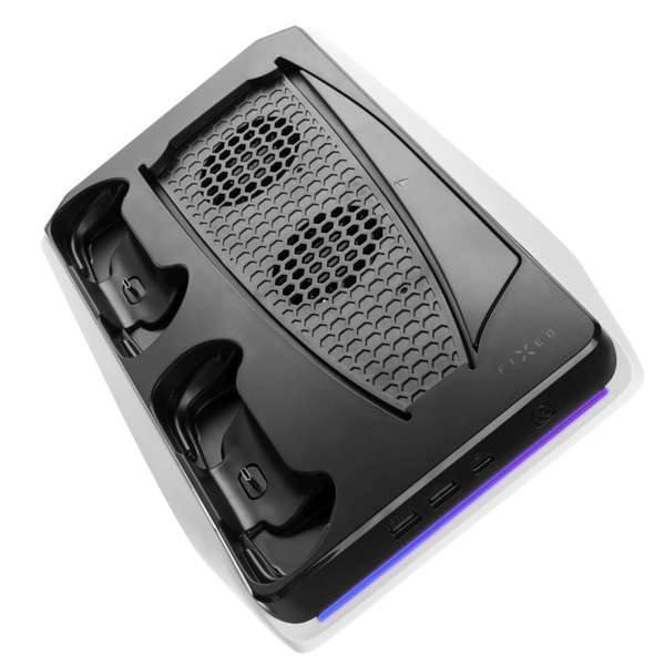 Fixed multifunkční stanice s chlazením a nabíjením pro dva ovladače PS5 DualSense Fixed multifunkční stanice s chlazením a nabíjením pro dva ovladače PS5 DualSense