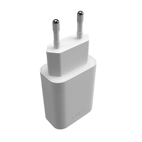 FIXED Síťová nabíječka s 2x USB-C, PD, 35W, bílá