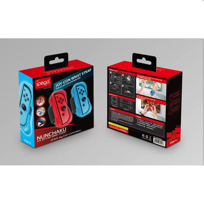 iPega Grip s popruhem pro Nintendo Joy-Con ovladače, blue/red (2ks)