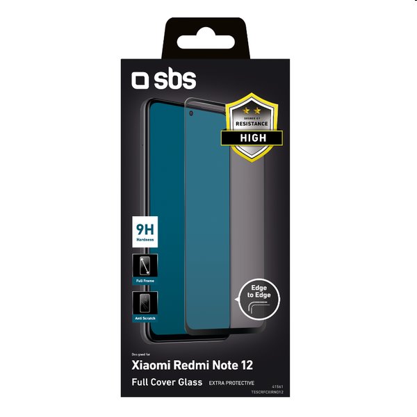 Tvrzené sklo SBS Full Cover pro Xiaomi Redmi Note 12, černé Tvrzené sklo SBS Full Cover pro Xiaomi Redmi Note 12, černé