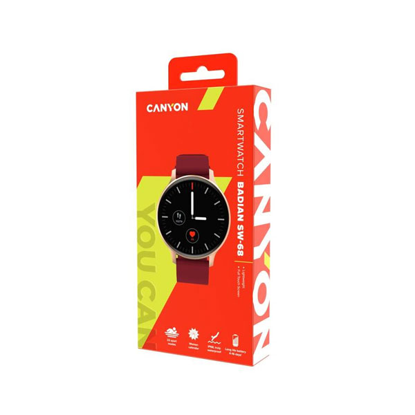 Canyon SW-68, Badian smart hodinky, karmínové Canyon SW-68, Badian smart hodinky, karmínové