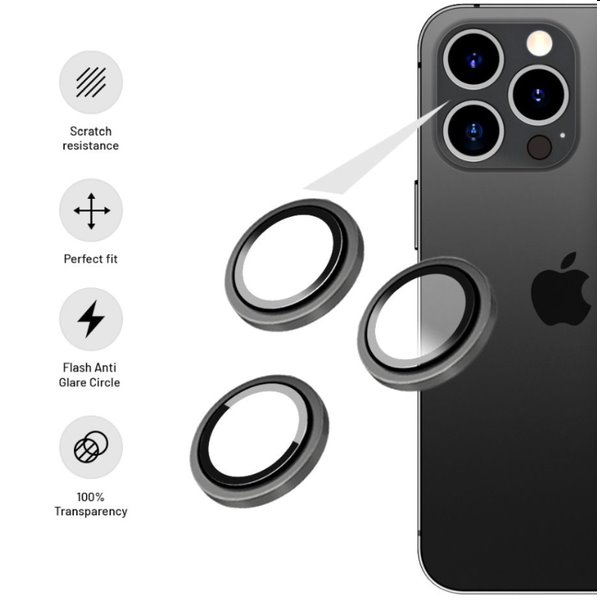 FIXED Ochranná skla čoček fotoaparátů pro Apple iPhone 13 Pro/13 Pro Max, stříbrná