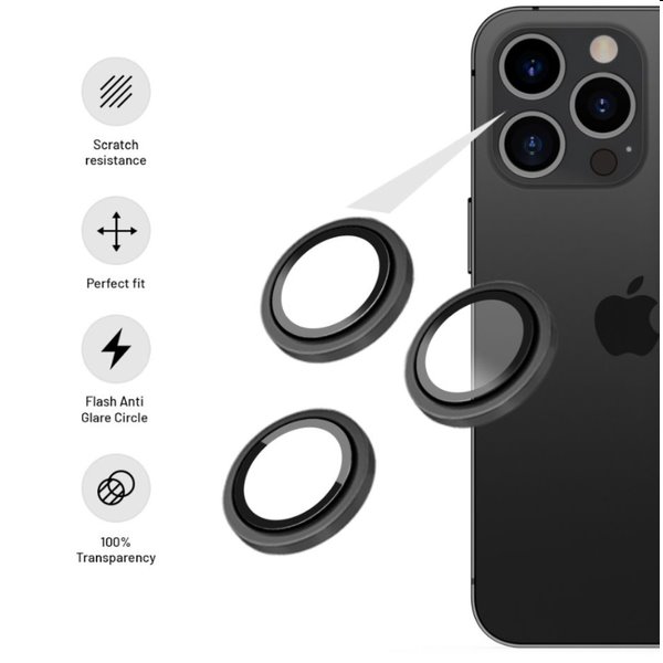 FIXED Ochranná skla čoček fotoaparátů pro Apple iPhone 14 Pro/14 Pro Max, šedá