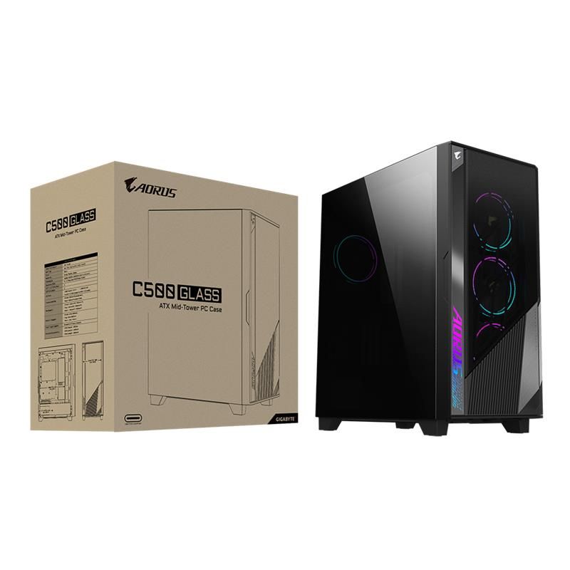 Gigabyte AORUS case C500 GLASS, E-ATX, Mid Tower Gigabyte AORUS case C500 GLASS, E-ATX, Mid Tower