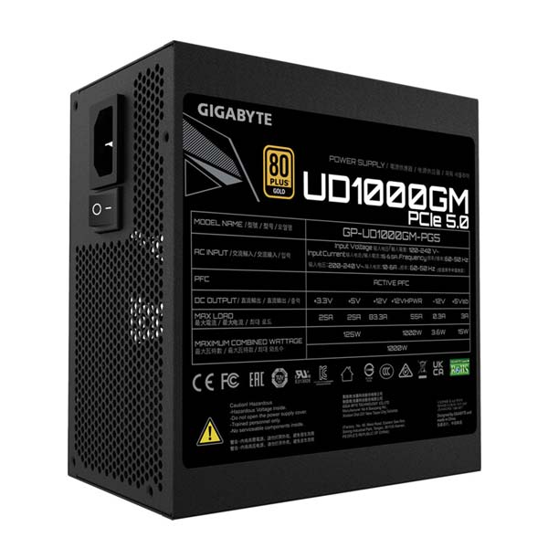 Gigabyte zdroj UD1000GM PG5, 1000W, ATX, 80PLUS Gold, Modular