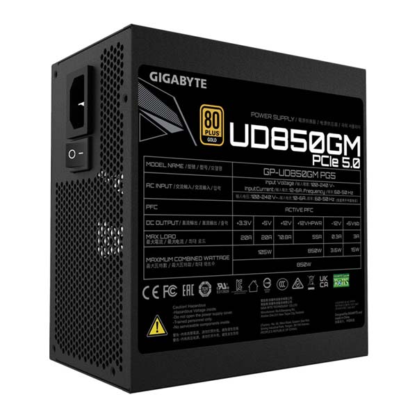 Gigabyte zdroj UD850GM PG5, 850W, ATX, 80PLUS Gold, Modular