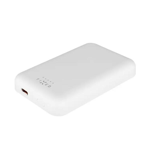 FIXED MagZen Powerbanka s bezdrátovým nabíjením a podporou Magsafe, 6 000 mAh, bílá