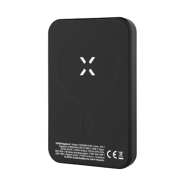 FIXED MagZen Powerbanka s bezdrátovým nabíjením a podporou Magsafe, 6 000 mAh, černá FIXED MagZen Powerbanka s bezdrátovým nabíjením a podporou Magsafe, 6 000 mAh, černá
