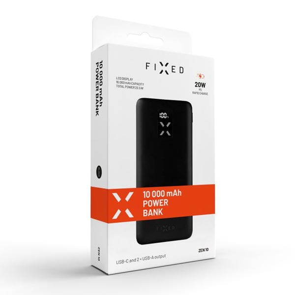 FIXED Powerbanka Zen 10 s LCD displejem a výstupem PD 20W, 10 000 mAh, černá FIXED Powerbanka Zen 10 s LCD displejem a výstupem PD 20W, 10 000 mAh, černá