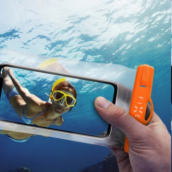 FIXED Voděodolné plovoucí pouzdro na mobill s kvalitním uzamykacím systémem a certifikací IPX8, oranžové