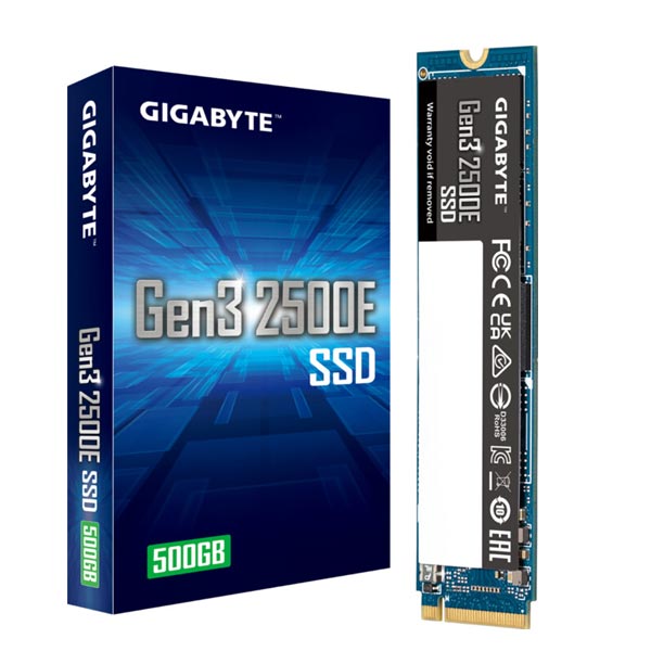 Gigabyte 2500E SSD 500GB M.2 NVMe Gen3 2300/1500 MBps Gigabyte 2500E SSD 500GB M.2 NVMe Gen3 2300/1500 MBps