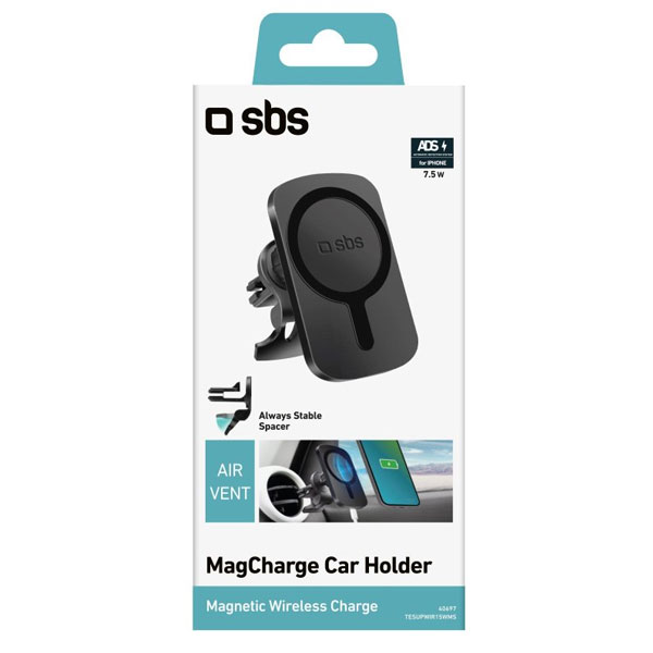SBS Držák do auta MagCharge pro MagSafe nabíjení, do mřížky, černá