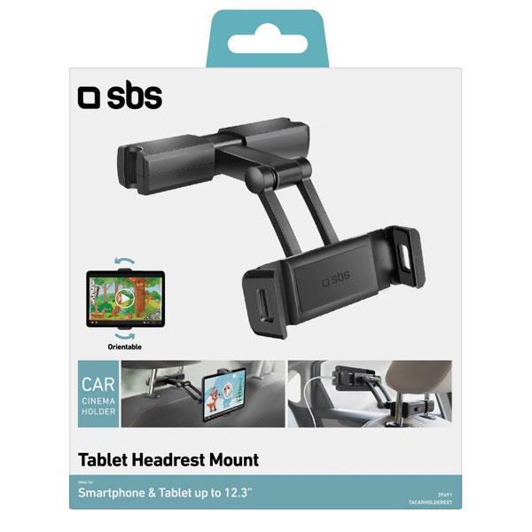 SBS Držák na opěrku hlavy Mount pro chytrý telefon a tablet do 12,3'', černá