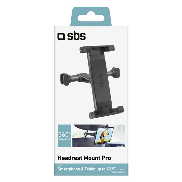 SBS Držák na opěrku hlavy Mount Pro pro chytrý telefon a tablet do 12,9'', černá