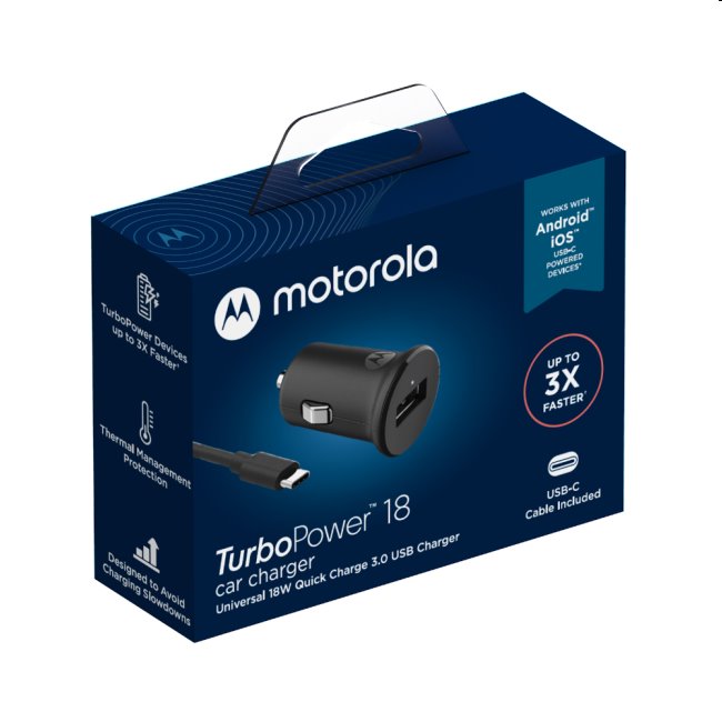 Autonabíječka Motorola TurboPower 18W s káblom, black